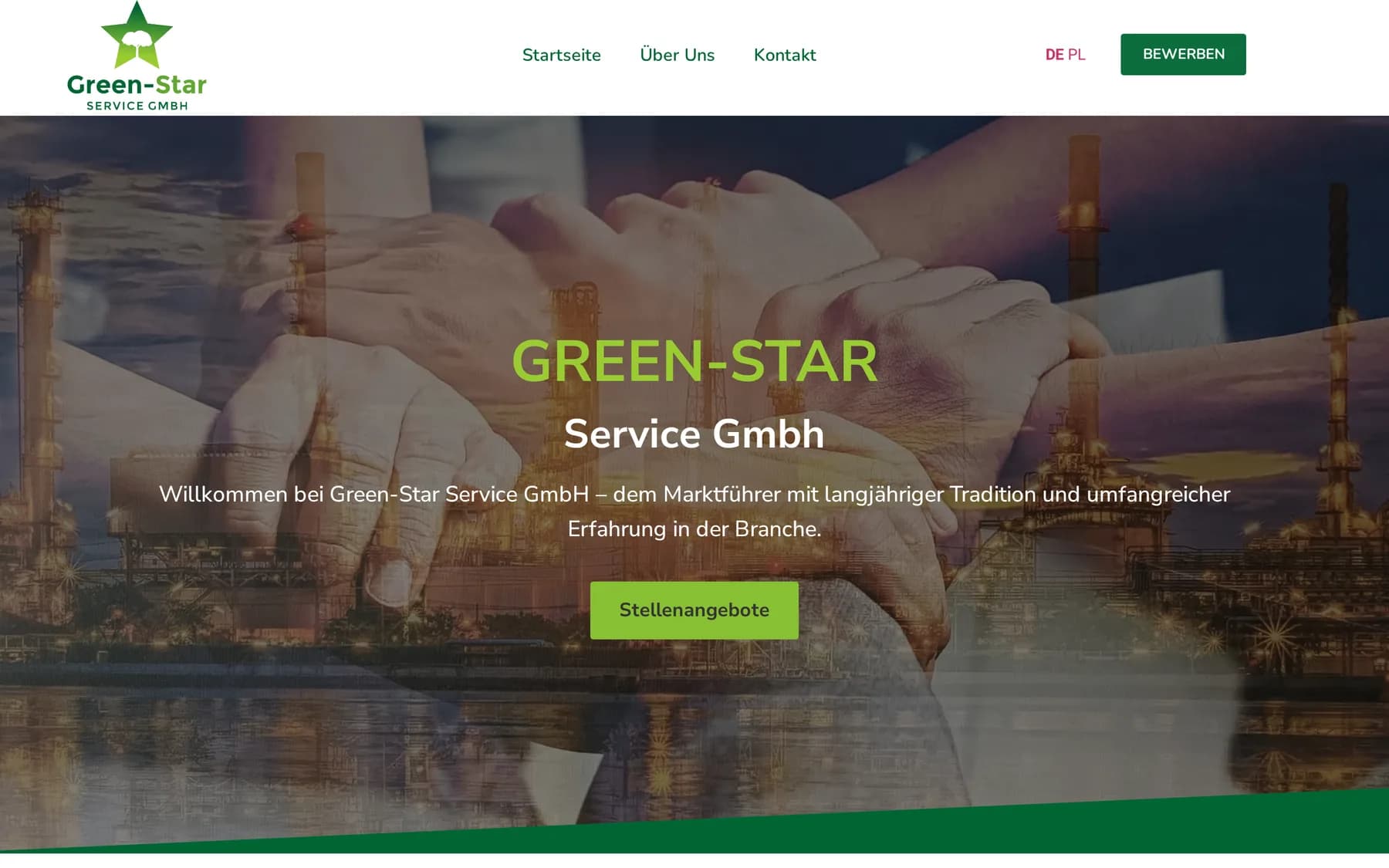 Startseite der Green-Star Service GmbH am Desktop
